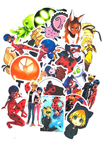 SetProducts  Top Pegatinas ! Juego de 49 Pegatinas de Miraculous Vinilos - No Vulgares - Ladybug, Cat Noir, Fashion, Bomba - Scrapbooking, Equipaje, Motocicleta, Bici, Moto.