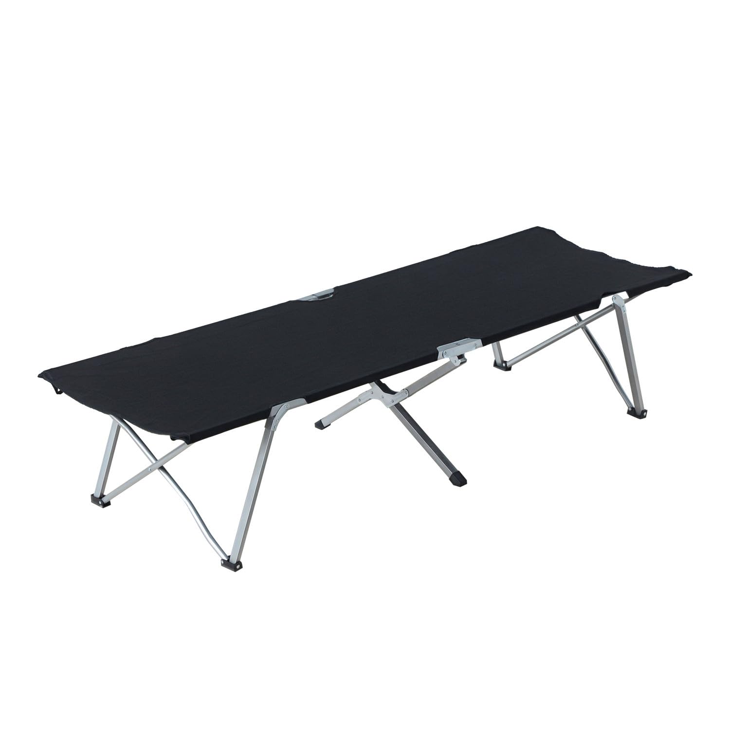 Outsunny Cama de Camping Plegable Cama de Acampada de Tela Oxford 600D con Marco Metálico Carga 136 kg para Playa Senderismo 193x64x40 cm Negro