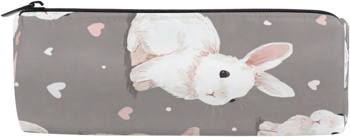 OTVEE Cute Bunny Multi-Purpose Round Storage Bag – Stylish 3D Barrel Shape, Fits Pens, Markers, Cables & Small Accessories