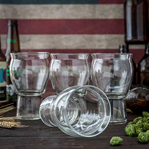 Brewing America The Muffin Top® Nucleated Beer Glass For Better Tasting Craft Beer & Cider - Tulip Shape And Nucleation For Enhanced Taste And Aroma For Ultimate Ipas (Muffin Top Clear 4-Pack) #TOP5