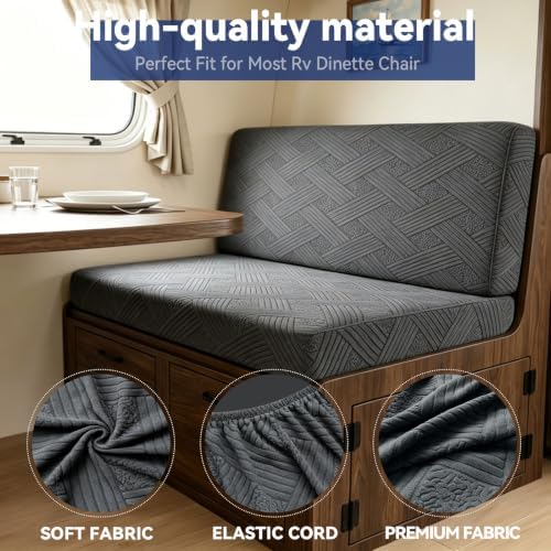 Oloepfo 4PCS RV Dinette Cushion Covers, Premium 3D Jacquard Stretch Camper Cusion Covers, Breathable & Washable RV Booth Covers for Travel Trailer, Motorhome - 3