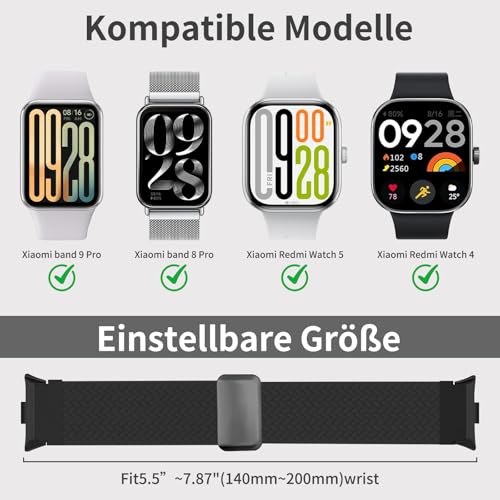 chinbersky Geflochtenes Armband Kompatibel mit Xiaomi Smart Band 10 Pro/Xiaomi Smart Band 9/8 Pro/Xiaomi Redmi Watch 6/5/4… – Ansicht 5