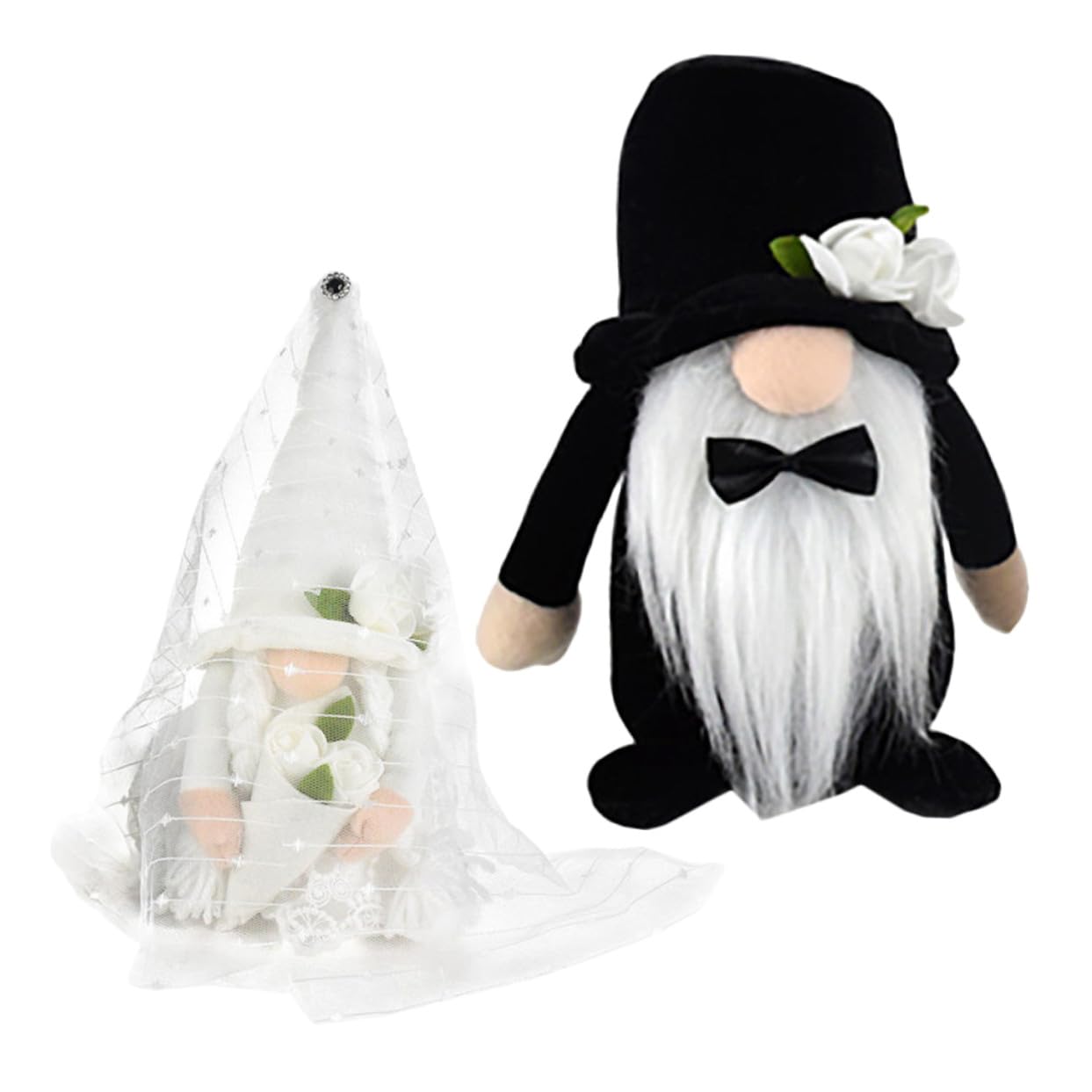 GARVALON Hochzeitsgnome Plüsch Zwergfiguren 2 Stück Braut und Bräutigam Dekoration Tischdeko für Hochzeitsfeier Innenbereich 15cm Groß Romantische Atmosphäre