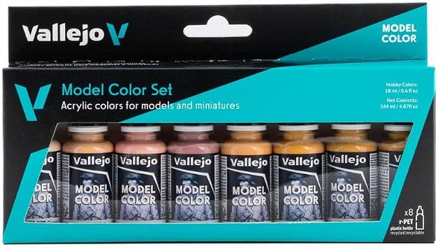 Vallejo - مجموعة ألوان الوجه والبشرة النموذجية | نمذجة دهانات الأكريليك | 8 زجاجات &times; 18 مل 0.60 fl.oz.