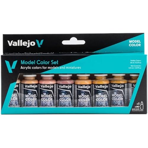 Vallejo - Model Color Face & Skin Tones Set | Modeling Acrylic Paints | 8 bottles x 18 ml (0.60 fl.oz.)