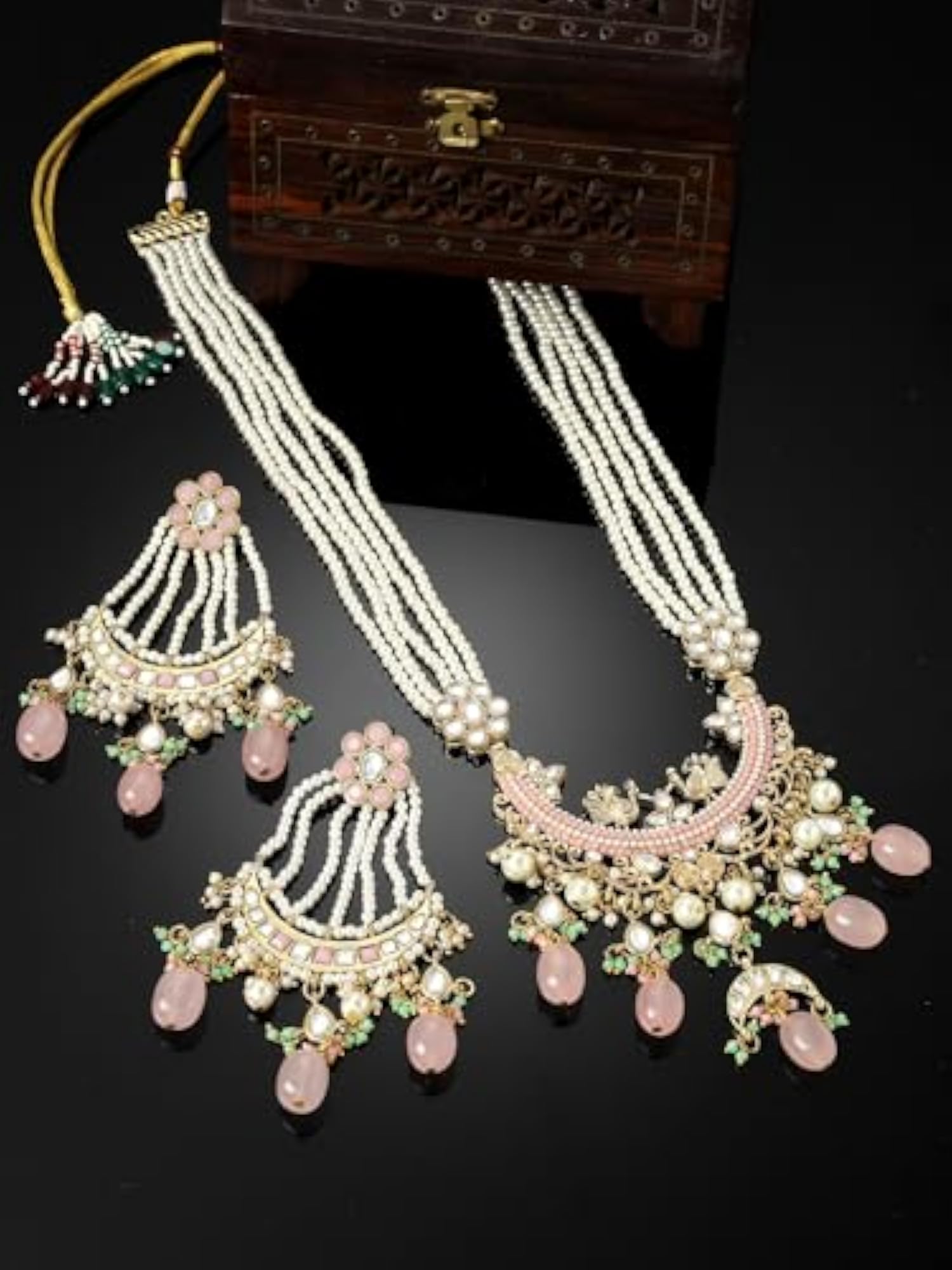 Plated Tumble Kundan Rani Haar Necklace Set