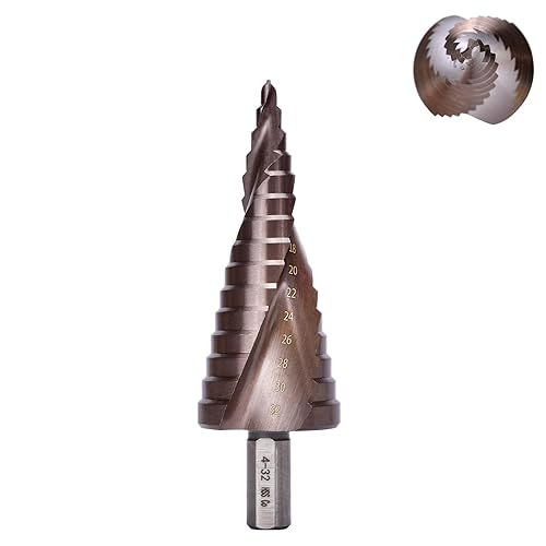 Miniatura 9 de Juego de brocas escalonadas, 5 brocas escalonadas con revestimiento de titanio HSS, brocas de acero de alta velocidad con caja de aluminio para