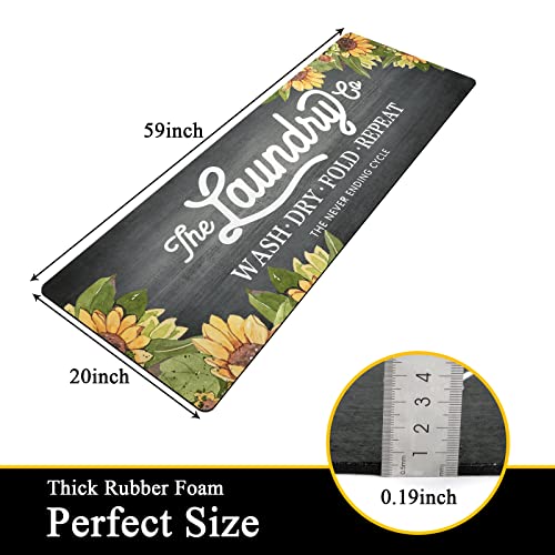 Vaukki Laundry Rug Runner, Sunflower Rubber Hallway Runner Rug, Non Slip Entryway Runner Mat, Waterproof Throw Rug Floor Carpet For Bathroom, Entryway, Kitchen And Bedroom, Grey #TOP6