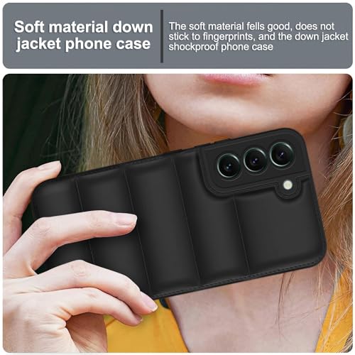 Image of Plus Puffer Case Camera Protection Soft Back Cover for Samsung Galaxy S22 5G - Black