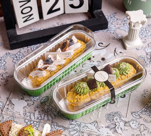 Image of NPLUX Mini Loaf Pans with Lids, 50 Pack Green 6.8oz for Holiday Treats | Suitable for mini breads, tart portions, dips and sweets; works well for made-ahead dessert batches.