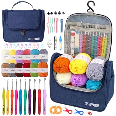Yarniss Crochet Kits for Beginners, All in One Crochet Kits with 840 Yards Crochet Yarn, 10 Size Ergonomic Crochet Hooks 2.0mm~6.5mm Cover