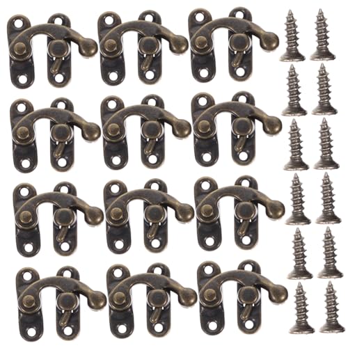 Amosfun 40個 アンティーク真鍮仕上げ右掛けフックラッチ ハスプ ジュエリーボックス 木箱 ボックス用 耐久性ある装飾バックル