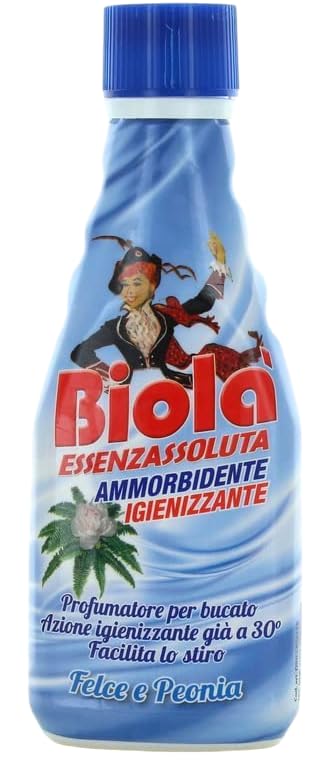 Biolà Essenza Assoluta Profumatore Ammorbidente – Deodorante per bucato ad alta concentrazione felce e peonia, biancheria profumata 250 ml + portachiavi Beni Culinari