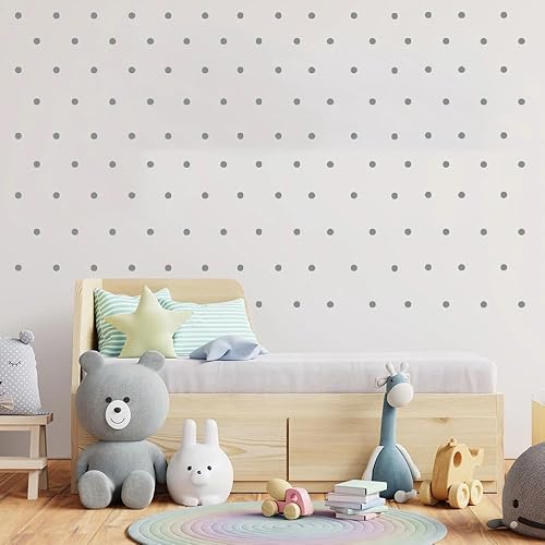 Adhesivos de lunares plateados para pared, 1 pulgada, 240 unidades (plata mate)