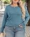 Womens Plus Size Tops Basic Long Sleeve Shirts Crew Neck T Shirt Fall Outfits Loose Fit Casual Blouses (Blue Green, 5XL)
