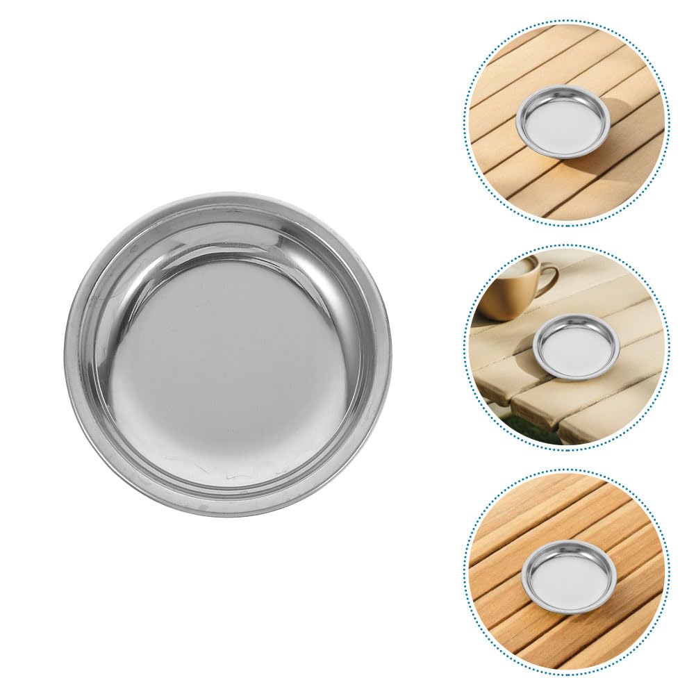 LUOZZY 12 Pcs Stainless Steel Tea Bag Holder Coaster Drip Tray Flat Bottom Round Kitchen Home Accessories for Beverage Condiment Serving 6CM