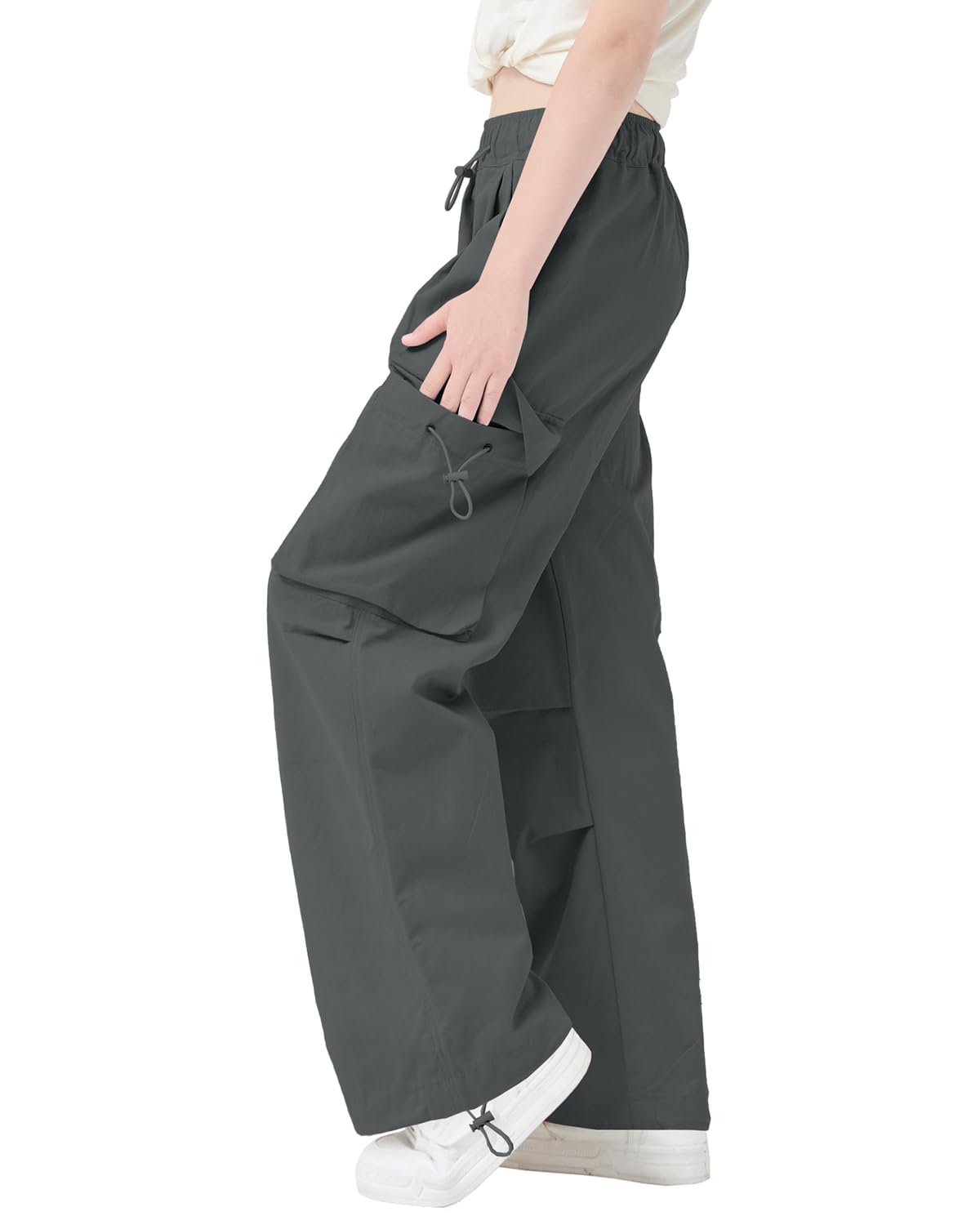 AOWKULAE Pantaloni cargo da ragazza, casual, con coulisse, abbigliamento sportivo, pantaloni da paracadute