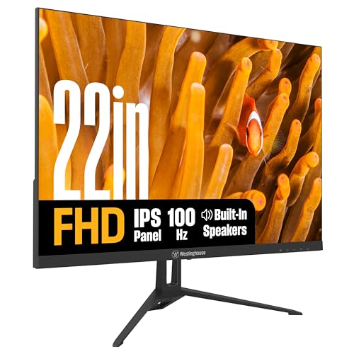 Westinghouse 22 Inch Computer Monitor, 1080P FHD IPS Frameless Gaming Monitor,100Hz, 1ms, Built-in Speakers, Eye Care, Adaptive Sync Support (FreeSync Compatible), HDR, VESA, HDMI & VGA w/Gaming Mode by Westinghouse - Used condition - US$69.96
