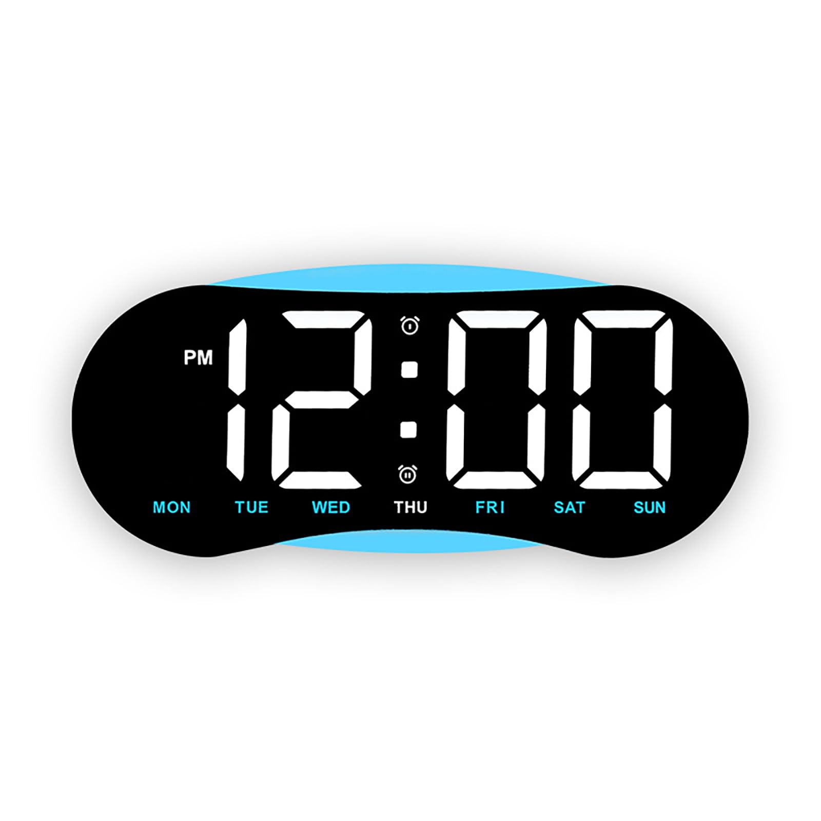 Tsynapter Black Shell Blue Lig Digital Wall Clock Digital Alarm Clock With Temperature, Dimmer, Date Desk Clocks For Offices Living Room Bedroom Decors Wall Battery Operated