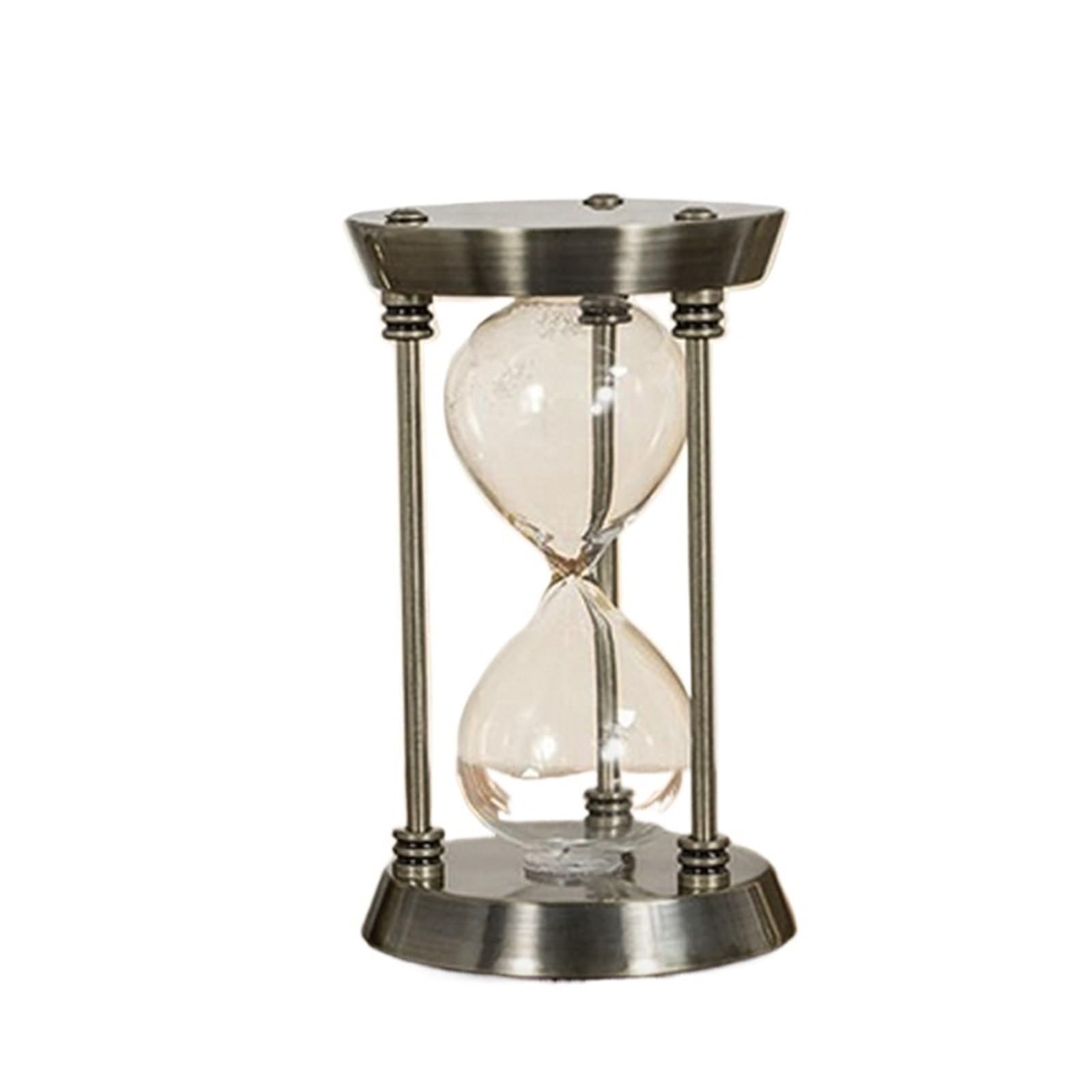 Fillable Hourglass Retro Metal Silvery Three Pillars Empty Hourglass Handmade Glass Sandglass Timer Home Decoration