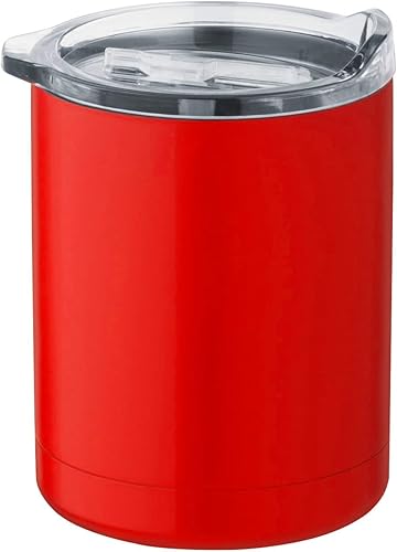 Miniatura 1 de Vaso Lowball de 10 onzas con aislamiento de doble pared de acero inoxidable para mantener las bebidas calientes y frías, color rojo