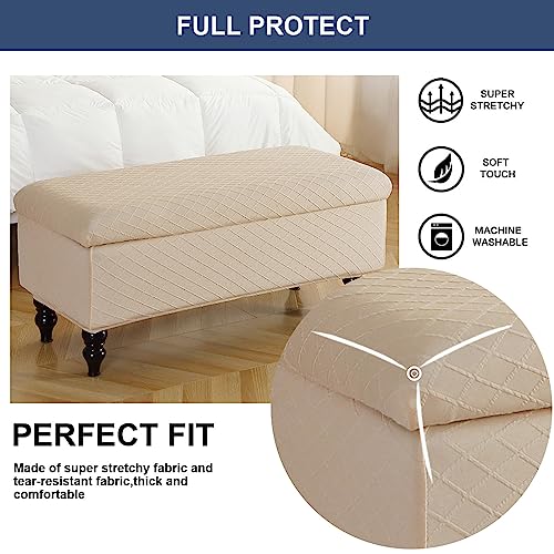Image of FUANGUI Ottoman Cover Stretch Storage Ottoman Bench Slipcover Printed Folding Storage Bench Ottoman Cover Footrest Stool Slipcover Footstool Protector Cover with Elastic Bottom,Medium