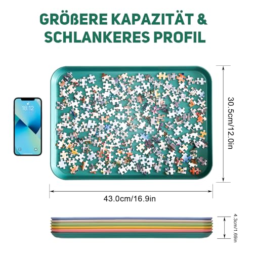 Nariolar 43.0 * 30.5CM Stapelbare Puzzle-Sortierer, 6er-Pack Puzzle Sortierschalen zum Sortieren von 2000/3000/5000 Puzzles-Stücken