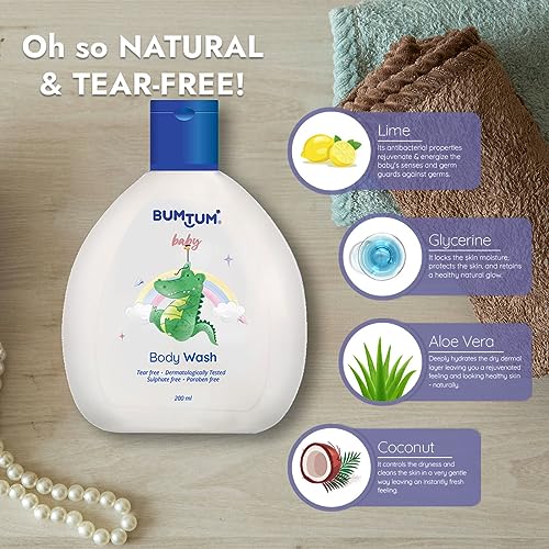 Image of Bumtum Chota Bheem Gentle Soft Moisturizing Wet Wipes With Lid - 72 Pcs.(Pack of 1) & Baby Soap (4N x 50 Gram) & Baby Body Wash (200 ML) Combo