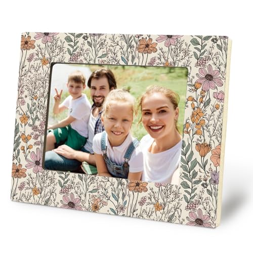 MKGRXZCW Boho Floral Picture Frame 4x6, Flower Garden Picture Photo Frames for Home Room Bedroom Desk Tabletop Shelf Wall Display Decoration,Cottage Core Decor