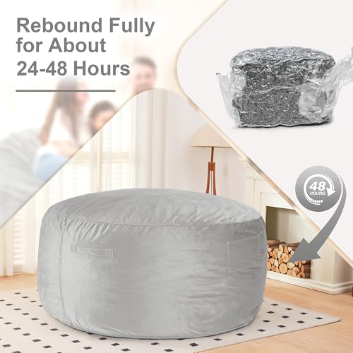 HABUTWAY Bean Bag Chair: Giant 6' Memory Foam Furniture Bean Bag Chair with Microfiber Cover - 6Ft,Light Grey