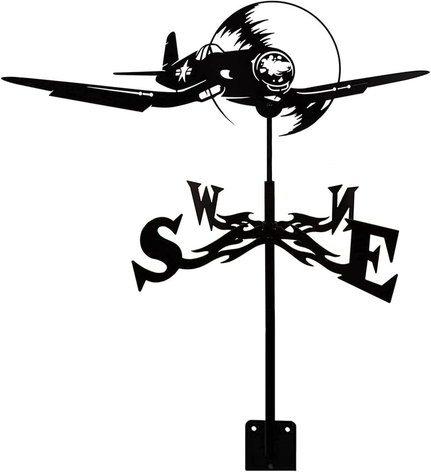 Metal Weathervane with Airplane Car Ornament Garden Stake Weather Vane Professional Measuring Tool Wind Direction Indicator Garden Yard Roof Mount A 35x50cm (B 35x50cm) (C 35x50cm)