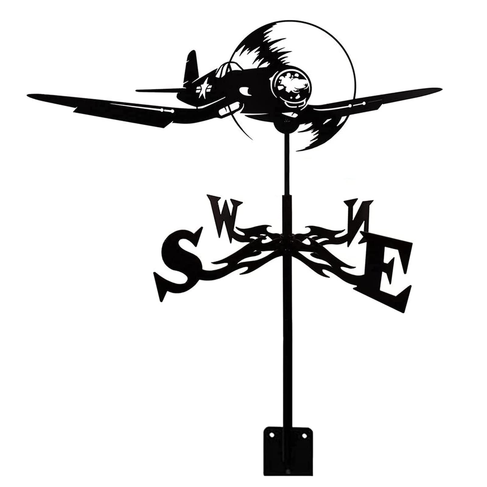 Klonwg C Metal Weathervane With Airplane Ar Ornament Weather Vane Professional Measuring Tool Wind Direction Indicator Garden Yard Roof Mount A 35X50cm