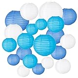 Himeland 21er Papier Laterne, Blau Lampion, Hängende Papierlaternen Partydekor, für Garten Party Dekoration, Brautdusche, Babyparty, Geburtstag, Hochzeitszubehör, Abschlussfeier