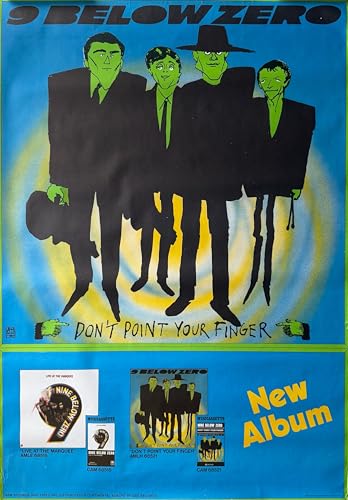 9 Below Zero Affiche Vintage Poster Rock 1981 Don't Point Your Finger Déco Murale Géante 80X120Cm