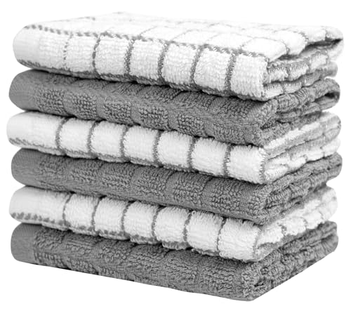 Image of Bumble Dish Cloths (6 Pack) | 12 inch x 12 inch | 100% Cotton Kitchen Towels | 405 GSM | Soft, Highly Absorbent & Durable Dish Towels for Kitchen | Gray