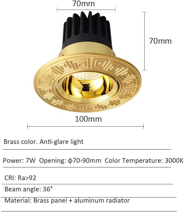 4 Pack LED Recessed Ceiling Light Dimmable Retrofit LED Recessed Lighting Fixture, 5W, 7W, 10W, 12W Retrofit Kit Chinese Brass LED Can Lights Aisle LED Can Lights