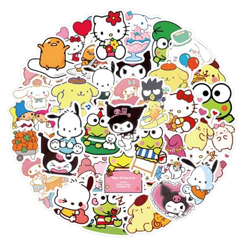 image for MINRAIN 100PCS Sanrio Cartoon Stickers for Kids,Hello Cat Kitty Kuromi