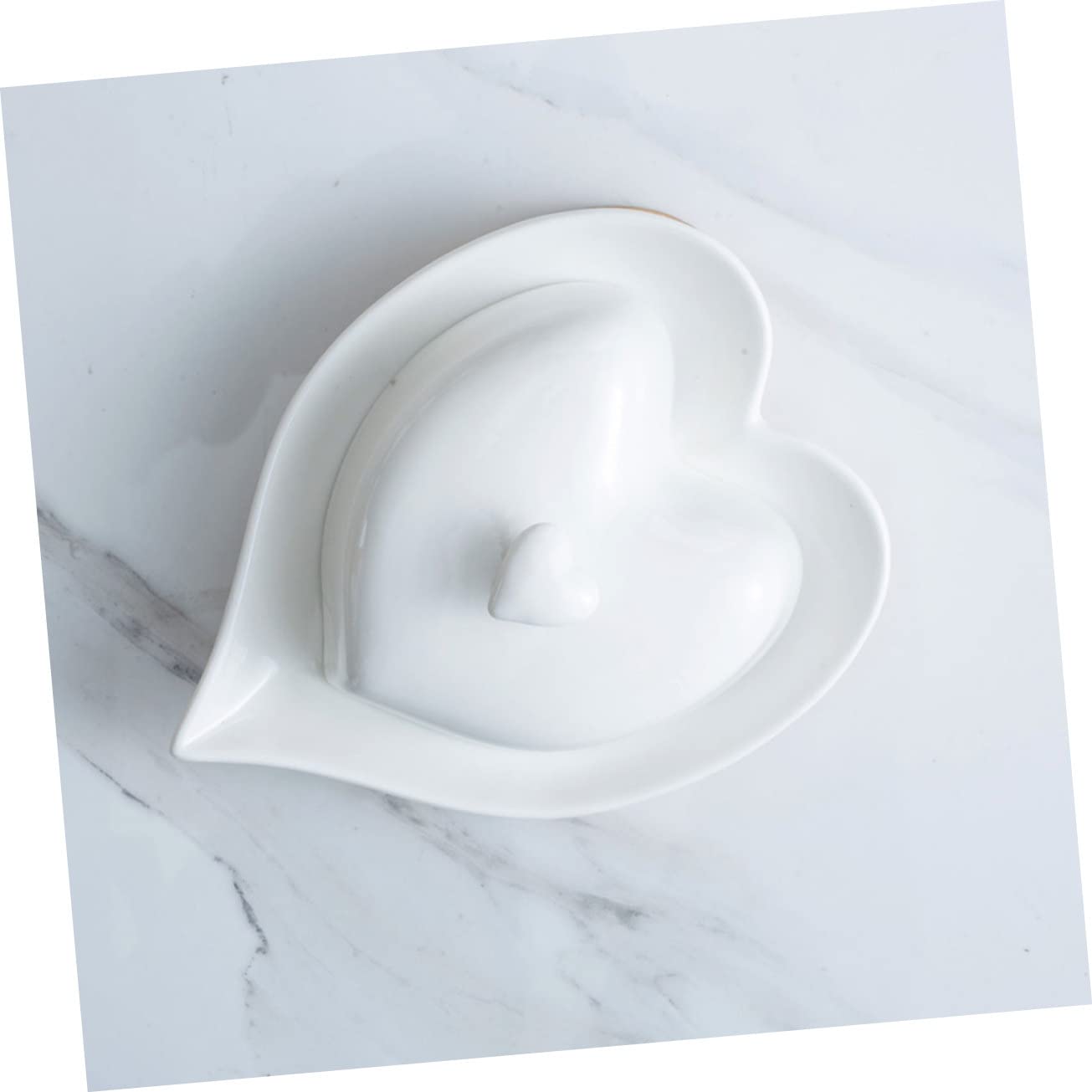 OUNONA 2 Juegos Plato de Decorativo de Cerámica con Tapa Juego de Azucarero y Lechero Diseño Corazón Utensilios de Mesa para Hogar