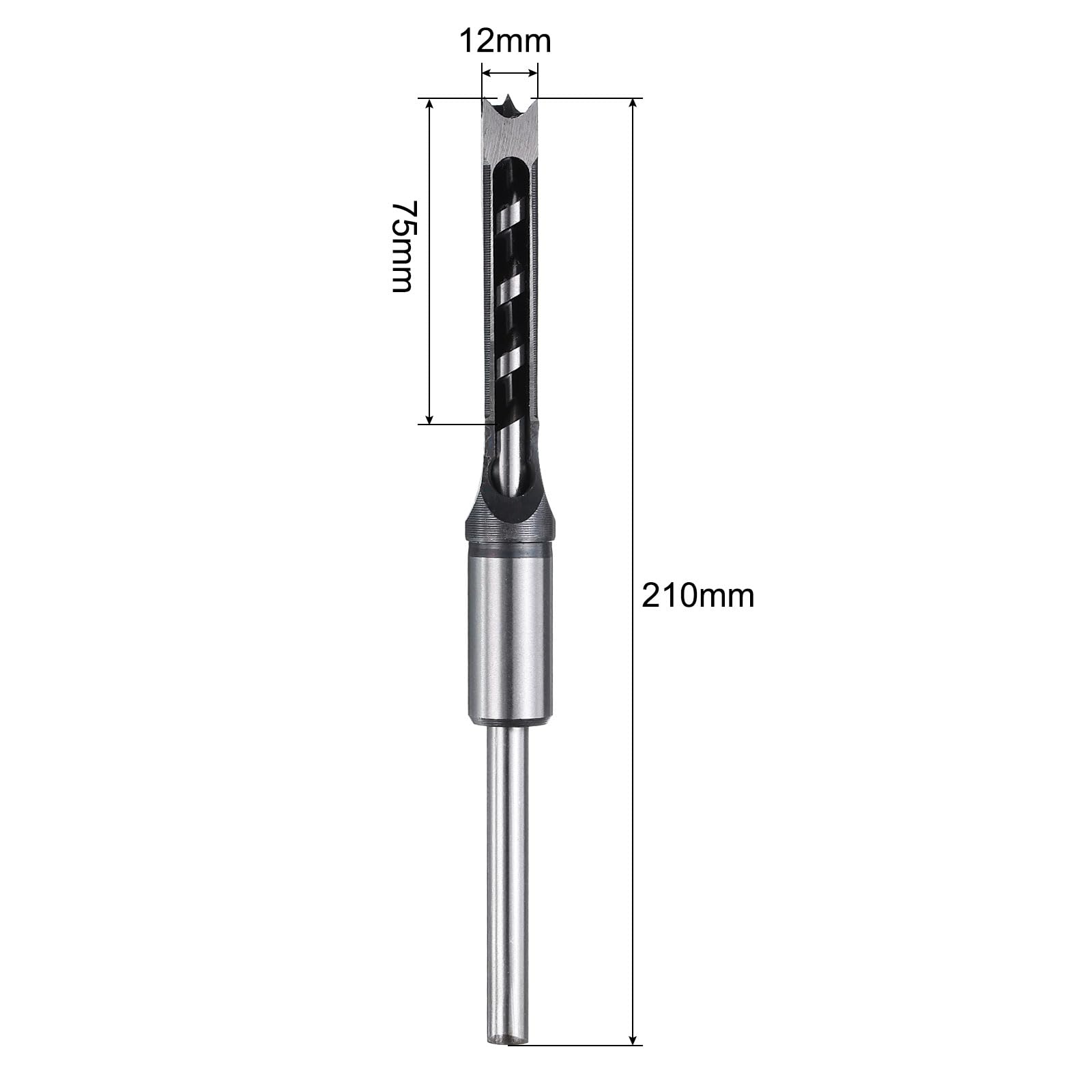 sourcing map Foret à trou carré pour bois 12 mm, burin creux, mortaiser, outil de coupe éperon en acier à haute teneur en carbone pour le travail du bois et la menuiserie