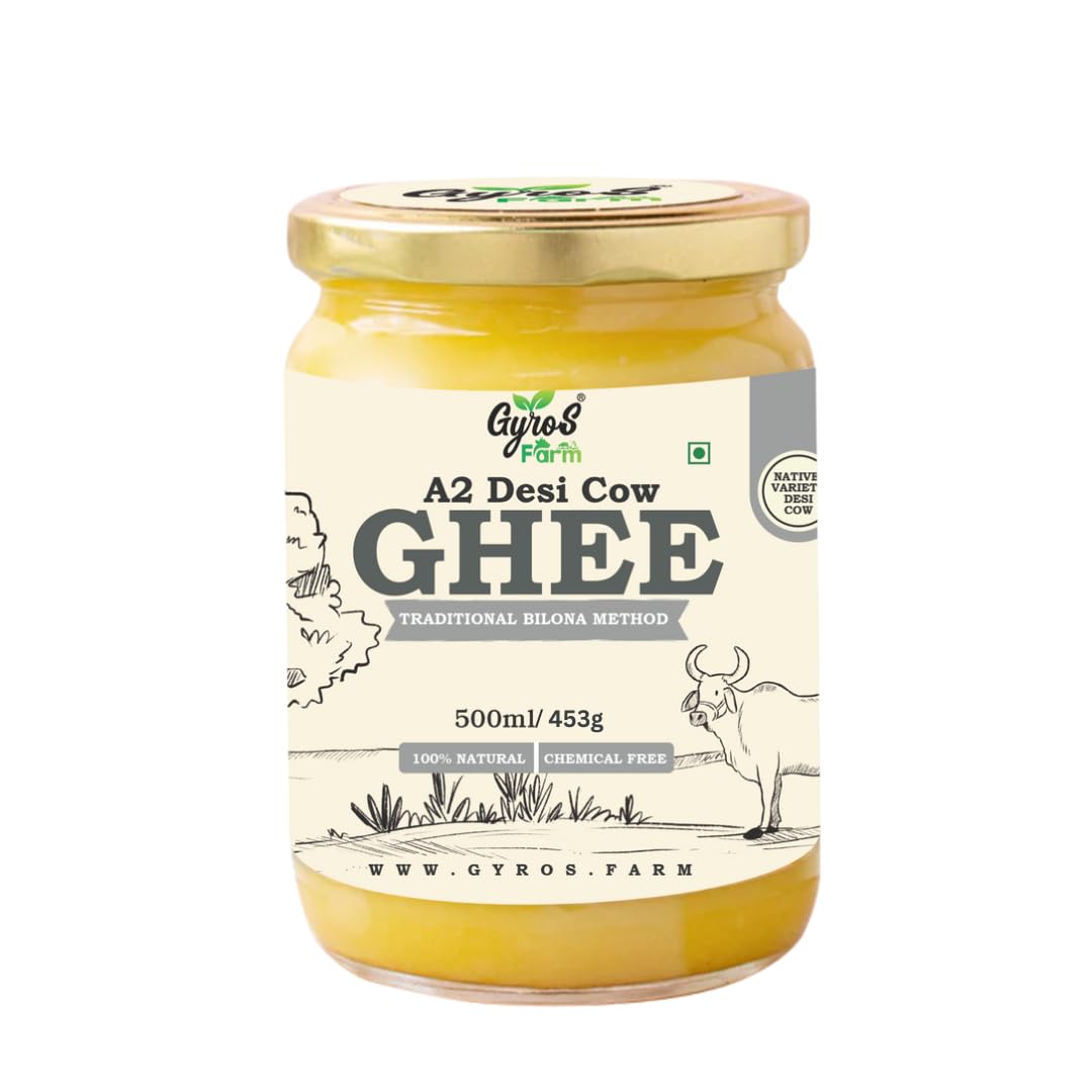 Gyros Farm A2 Desi Cow Ghee 500 ml | Home Made, Traditional Bilona Method | Pure, Healthy, Grassfed Ghee | Natural, Glass Bottle (500 ML) (B0D68N6YRM) Amazon Price History, Amazon Price Tracker