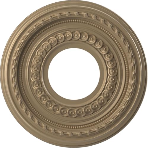 Ekena Millwork 10"OD x 3 1/2"ID x 3/4"P Cole Thermoformed PVC Ceiling Medallion (Fits Canopies up to 4 1/4"), Universal Metallic Champagne Mist