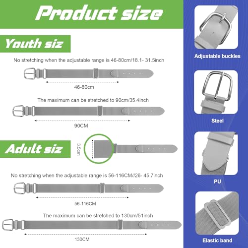 Image of Hercicy 12 Pcs Baseball Belts Softball Belts Bulk for Adult and Youth Adjustable