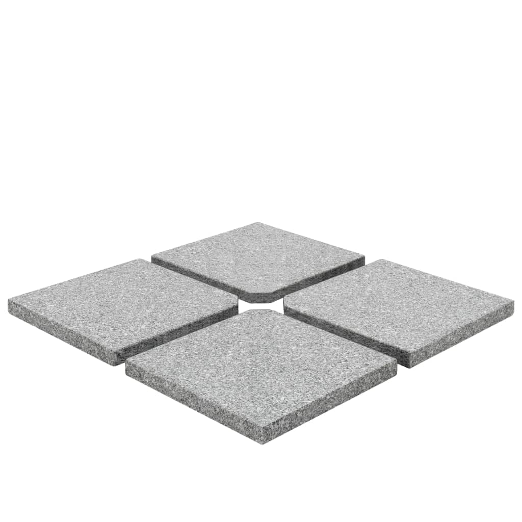 vidaXL Granite Umbrella Weight Plates Set of 4 220.5 lbs Grey Stability for Outdoor Use Square Design Natural Polished Finish Patio and Balcony Unisex Application Parasol Base Plate Adirondack