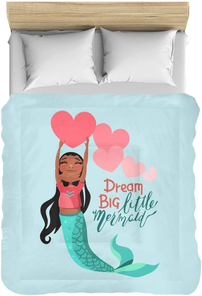Little Mermaid Comforter Mermaid Bedding Mermaid comforters Dream Big Mermaids Comforter Girls Comforter Girly Bedding Mermaids Blue Aqua (Toddler Comf +1 Pillowcase)