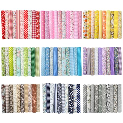 YUMILI Lot de 100 tissus en coton pour patchwork, 10 x 10 cm, pour patchwork, bricolage, motif floral, pour couture, artisanat, scrapbooking