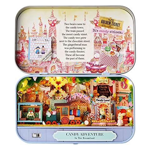 Kisoy Dollhouse Miniature with Furniture Kit, Handmade DIY House Model for Teens Adult Gift (Candy Adventure) Cover