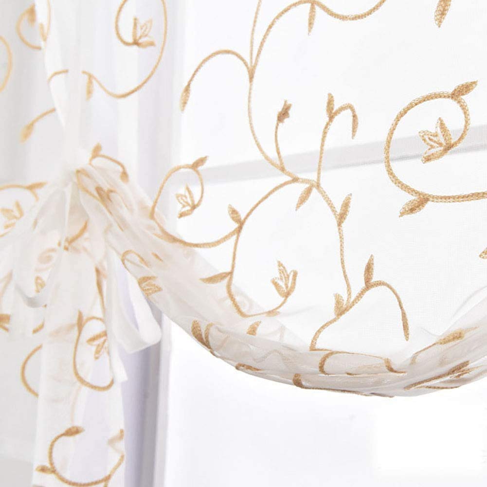 Tenda a Pacchetto in Voile con Passanti Tende in Tulle monocromatiche Trasparenti Tenda alla Romana in Stile Semplice per Cucina, Bagno e Balcone 1 Pezzo,Beige,120 * 140 cm
