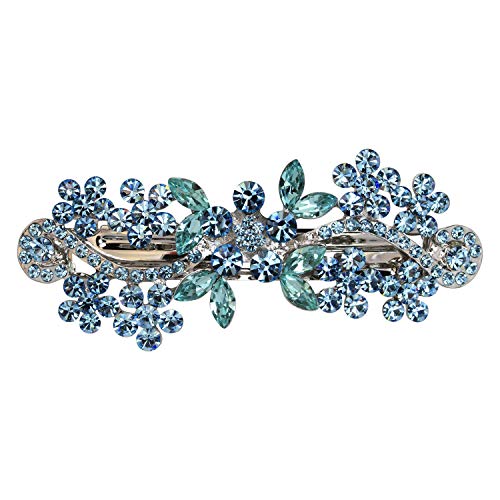 Faship Gorgeous Aqua Crystal Flower Barrette Clip - Aqua
