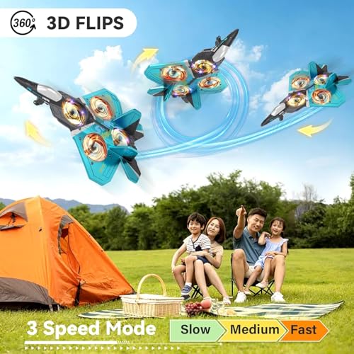 Image of V17 Foam Remote Control Airplanes RC Planes for Kids Adults 4-7 8-16, RC Airplane Fighter Jet with Light, 360 Flip Fighter Jet Toy, Gravity Sensing, Stunt Roll, Airplane
