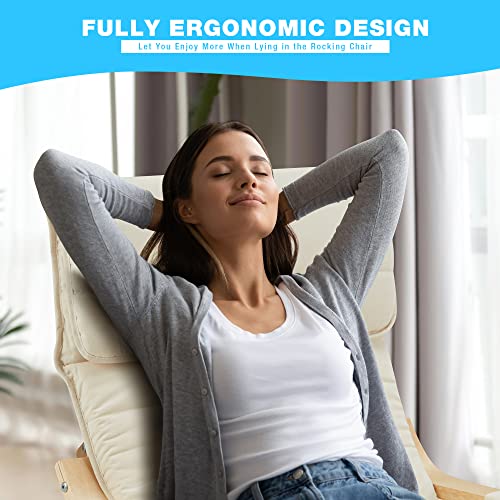 Uphyb Rocking Chair, Rocking Armchair With Fabric Padded Seat,Wooden Based, Adjustable Footrest For Living Room, Bedroom, Balcony, Nursery Room (Beige) #TOP7